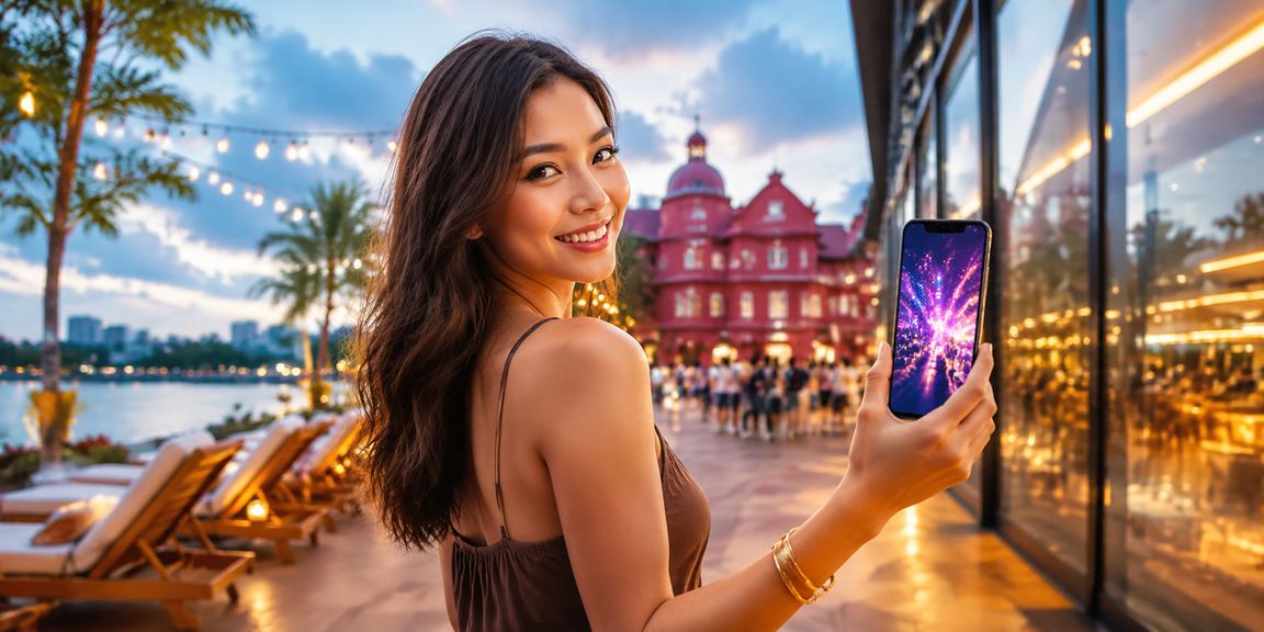 Antara muka kasino mudah alih bergaya Melayu di Melaka pada skrin telefon